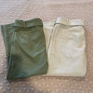 Gently Preloved Loft Petite Marisa Pants - 2P - Green and Light Gray